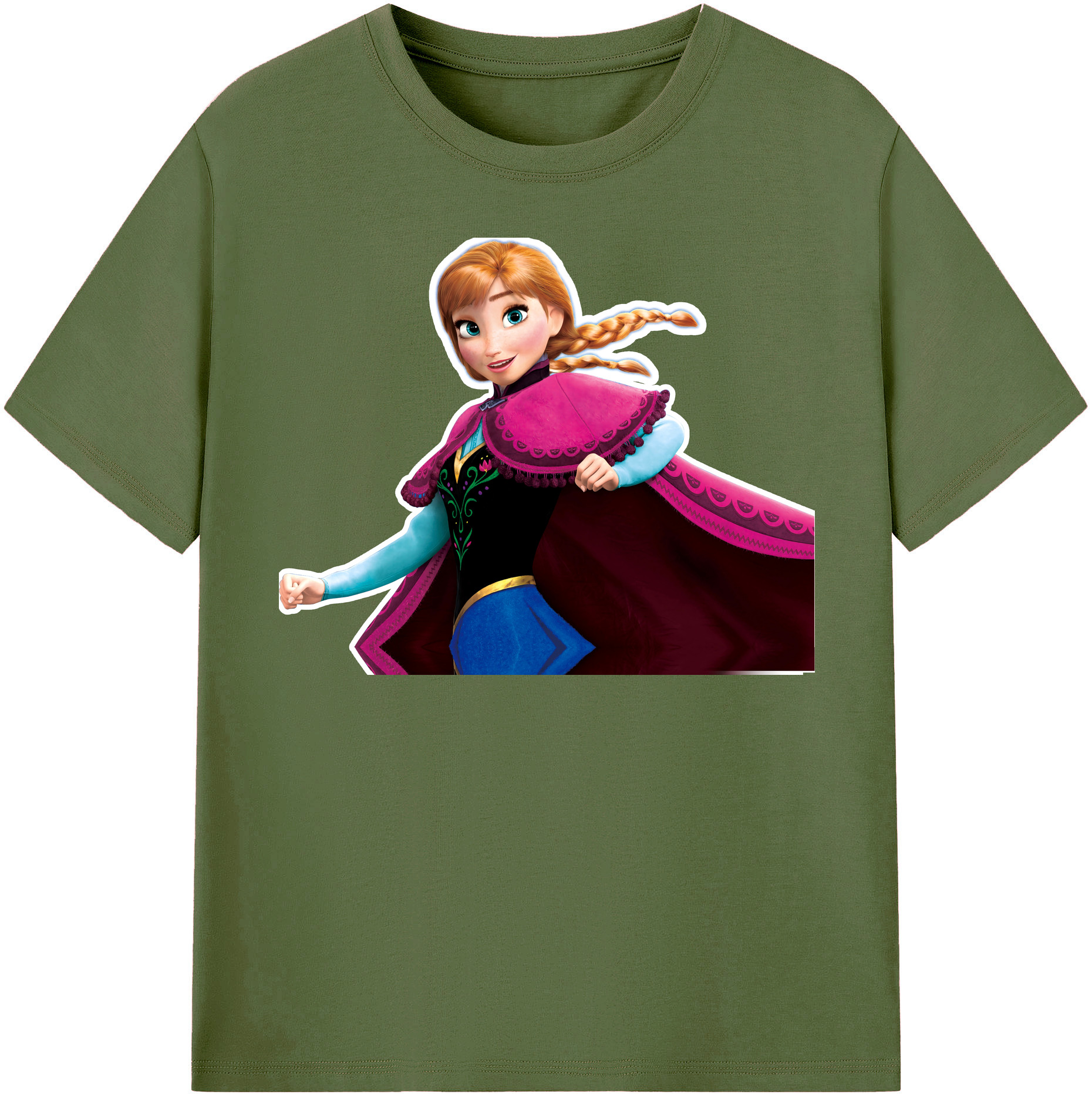 （画像用） アナと雪の女王 アンナ エルサ Frozen Anna Elsa 綿100％半袖Tシャツ（フロントプリント）